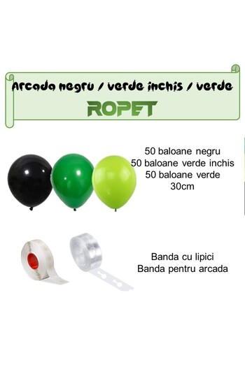 Ropet Balloon arrangement set for arch, 150 pcs, black and green