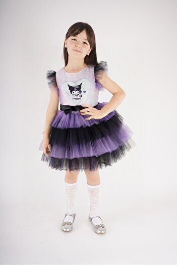 MİNİKO KİDS Girl's Kuromi Model Tulle Tutu Skirt Dress