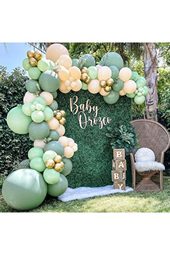 Ropet Balloon set for arch arrangements, Yellow/Green, 103 pieces, Ropet