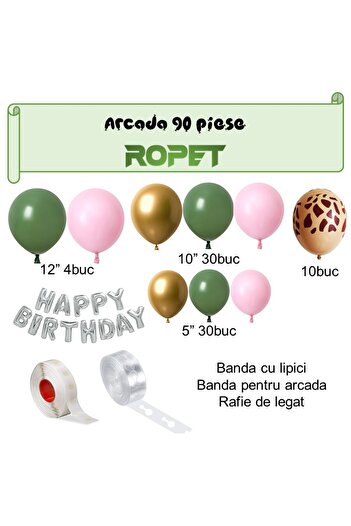 Ropet Happy Birthday party balloon and decoration set, 749, 90 pcs, Ropet