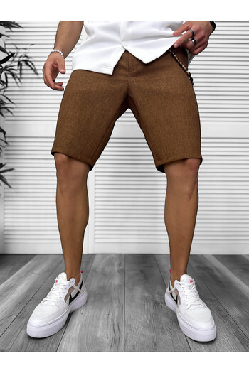 dehaine Men's shorts, plaid, casual, brown, 13057