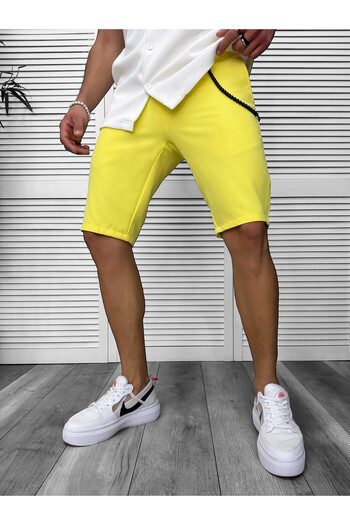 dehaine Shorts, for men, plain, casual, yellow, 13058