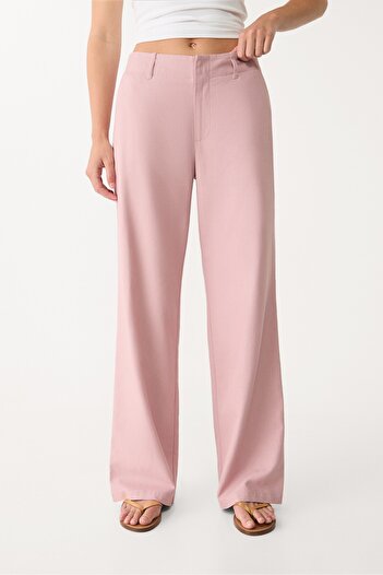 Stradivarius Flowing linen blend straight-leg trousers