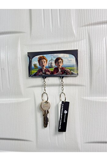 karbonsoft Spectacled Sorcerer and Red Companion Charming Adventure: Enjoyable Journey Keychain