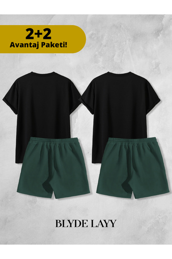 BLYDE LAYY Angel-Demon Printed Unisex 2-Piece Lover Couple Combination (2 Shorts - 2 T-Shirt Set Advantage Package)