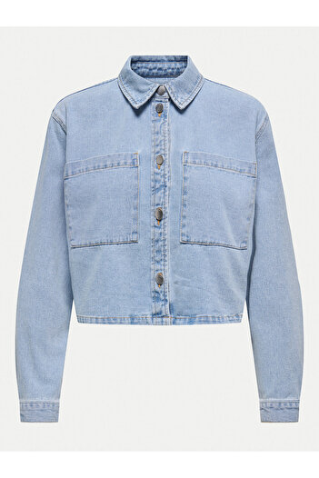 JDY Jachetă din denim pentru femei 15338847 Albastru deschis