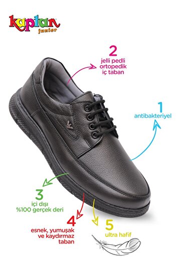 KAPTAN JUNIOR Captain Junior Orthopedic Ultra Comfortable Genuine Leather Men's Shoes with Heel Massage Mulue 600