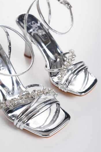 Lukatlove Gult Women's Silver Ankle Stone Shoes