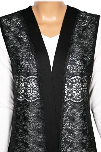 Hermevsim Hesna Women's Sofia Lace Front, Basen Bottom, Combed Cotton Black Vest