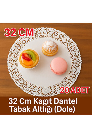 BAKOM AMBALAJ 32 Cm Kağıt Dantel Tabak Altlığı ( Dole ) 20 Adet