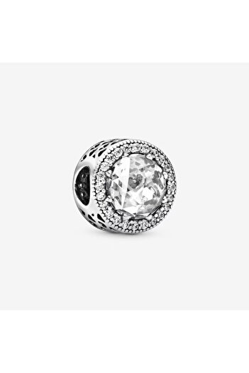 Pandora Talisman Pandora Halo rotund Stralucitor Zirconiu cu inimioare - Argint 925