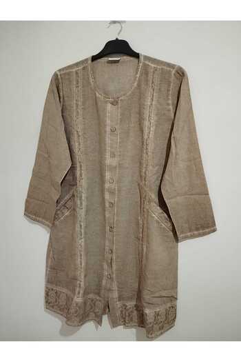anne moda ankara authentic, 100% Pure cotton, grinded, lycra free, long sleeved tunic with 2 pockets, lace
