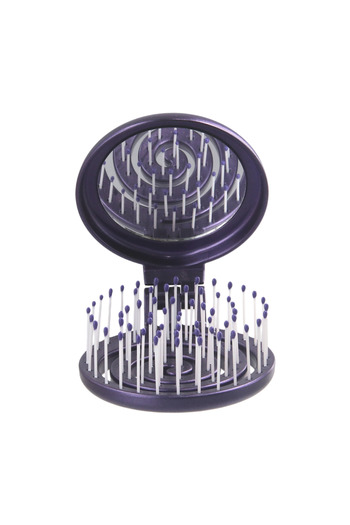 PROCO Beauty Macaron Metallic - Three-Dimensional 3D Flexible Mirrored Bag Size Hair Brush - Compact Detangler