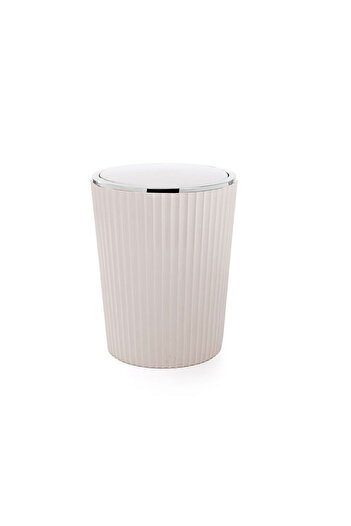 MATMEL Nely Chrome Plated Bathroom Trash Can - Beige - 6 Lt