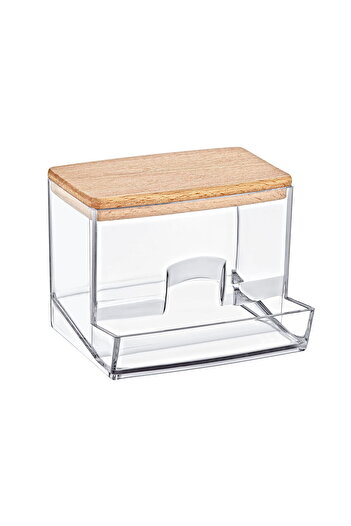 ASPARTAM Up Wooden Lid Cotton Organizer