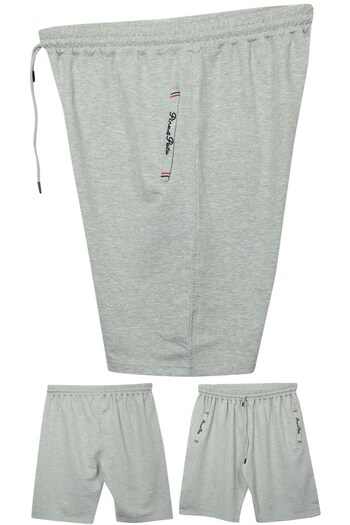 marufshop Large Size 110 - Suitable for 155 Kilos Lycra Combed Cotton Men's Shorts with Embroidered Detailed Fitted Pockets