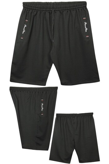 marufshop Large Size 110 - Suitable for 155 Kilos Lycra Combed Cotton Men's Shorts with Embroidered Detailed Fitted Pockets