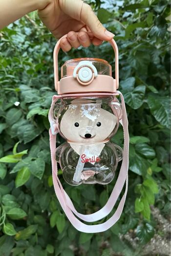 Tatlı Sebep Smile Transparent Teddy Bear Model Student Water Bottle Student Water Bottle Water Bottle 1000ml Bpa Free Assortment