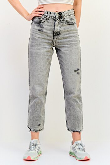 Cropp Women Straight Fit Washed Non Stretchable Jeans, Grey