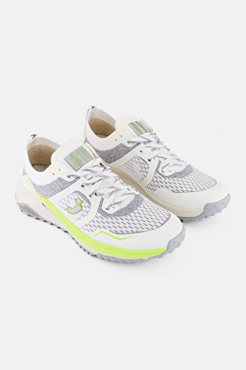 SJ Men Textile Upper Lace Up Running Shoes, Off White