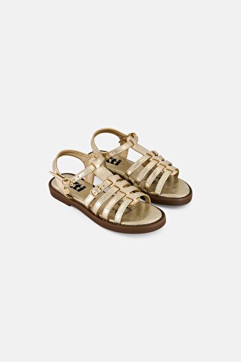 XTI Kids Girl Adjustable Buckle Closure Sandals, Gold
