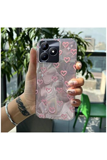 Zebana Realme C53 Compatible Case Zebana Pink Heart Silicone Case Pink