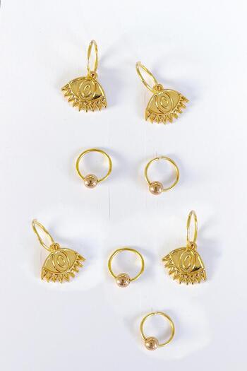 New Obsessions Evil Eye Eyelash Figured Hair Earrings Set 8 Pack