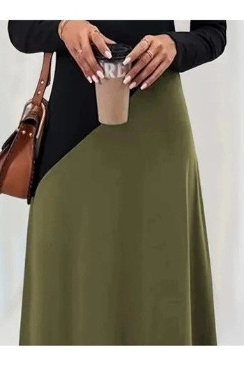 BÜŞRA TEZEL MODA    Women's Long Sleeve V-Neck Block Print Viscose Dress