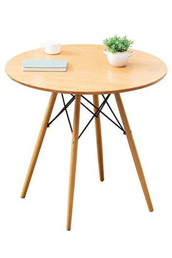 Taimi Wooden Round Dining Table 80x80x72cm With solid Wooden Legs Suitable For Dining and Living Room