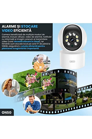Xo Wifi Surveillance Camera Design, 3mp, Night Vision, Motion Detection, 340°, White