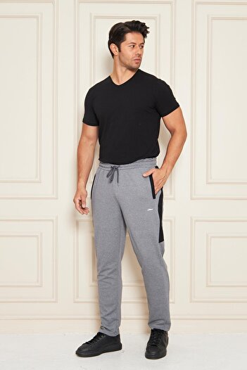 TRENDHİLL Men's Straight Leg Striped Relaxed Fit Sweatpants Smoked 6504-F