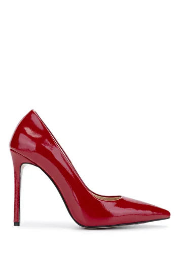 Tamer Tanca Women's Genuine Leather Red Patent Leather Heeled Shoes