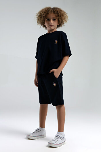U.S. Polo Assn. Boy's Black T-Shirt Bermuda Suit