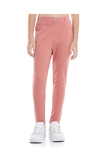 R&B Solid Skinny Fit Pants with Elastic Waist