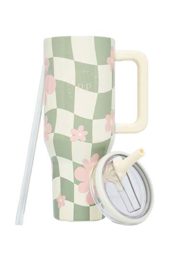 PRICKLY PEAR Stainless Steel Water Bottle 40 Oz Hydrator Floral Gingham