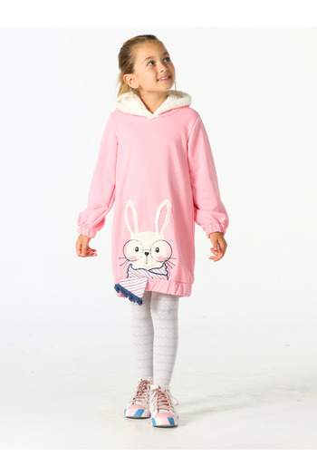 Casabony Κοριτσίστικο φόρεμα Pink Bunny Soft Hooded