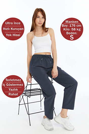 OXVİN Kadın Oversize Paraşüt Kumaş Düz Paça Bol Eşofman Altı, Rahat Pantolon (YAZLIK)