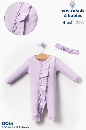 nevrankids Baby Girl Long Sleeve Ribbed-Ruffle Jumpsuit