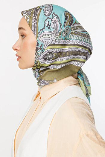 Mooncorn Green Virel Pattern Cotton Scarf