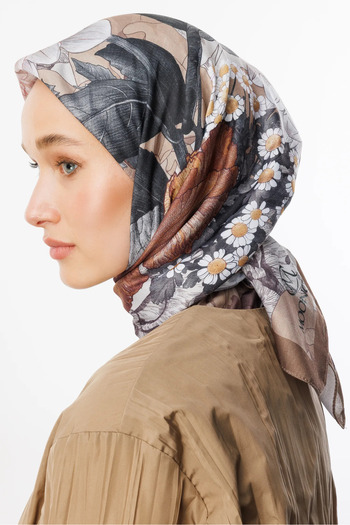 Mooncorn Walnut Floren Pattern Cotton Scarf