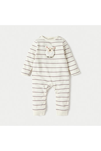 Juniors Striped Sleepsuit With Button Closure