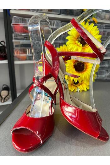 bitangosu Patent Leather Red Butterfly Model Tango Dance and Evening Dress Shoes