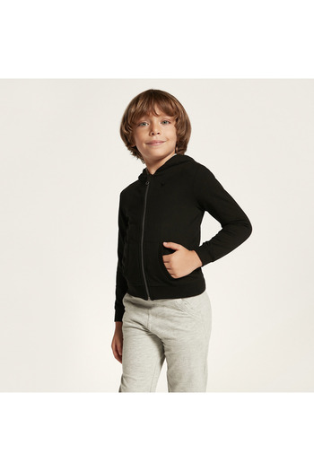 Juniors Solid Jacket With Long Sleeves And Hood