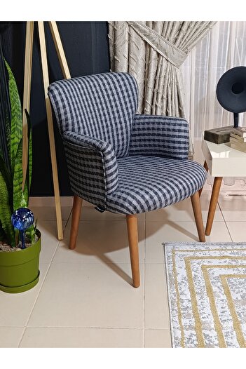 COLORMİX Crowbar Berjer Tekli Koltuk -cafe-ofis-balkon-teras-bahçe-Kazayağı Gri kumaş-kahverengi ayak