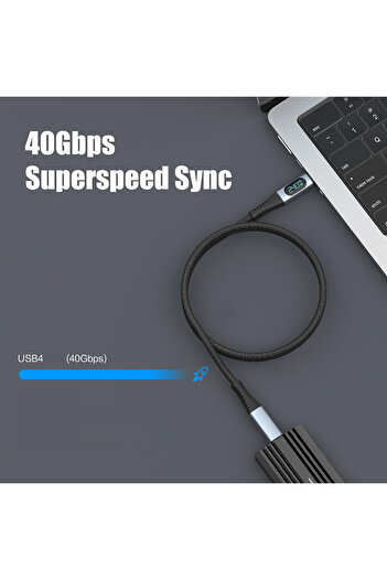 Daytona ZR850 LED 240W USB 4.0 40GBPS 8k Thunderbolt Görüntü Aktarım ve Hızlı Şarj Kablosu 1 Metre