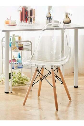 Taimi Modern Style Plastic Dining Chair Mid Century Modern DSW Chair, Shell Lounge ,Clear