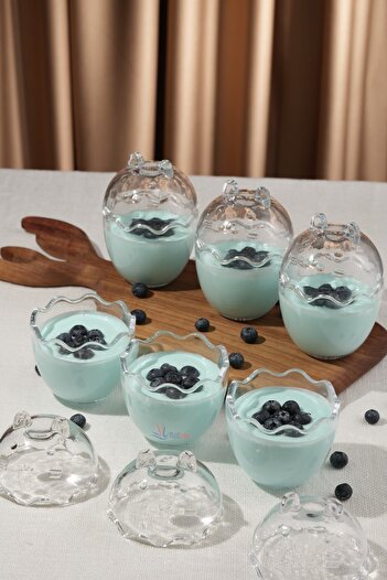 Multiamo Cat Model Magnolia Bowl, Magnolia Presentation Bowl with 6 Egg Shaped Glass Covers 14cm