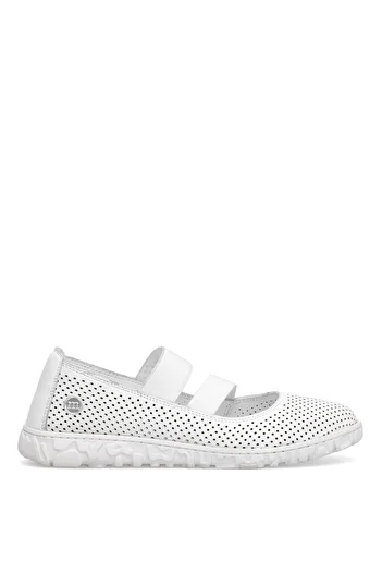 Mammamia D25Ya-645 Women's Genuine Leather Casual Shoes White