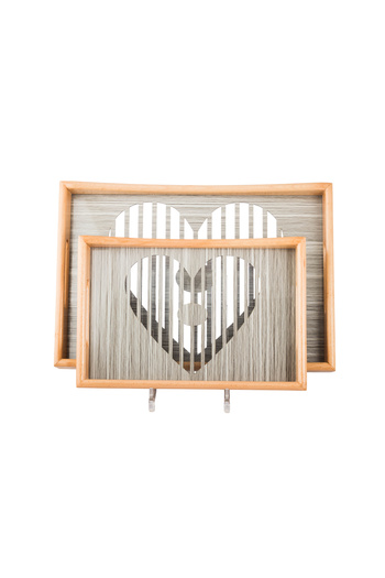 Dania Set of 2 wooden plates and trays with a decorative base and a transparent acrylic layer, size (33*23)(41*29) cm