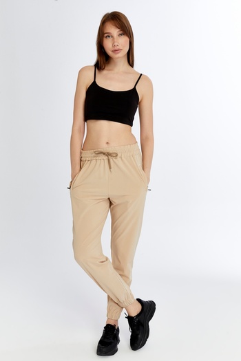 OXVİN Women's Elastic Leg, Hidden Zipper Pocket, Jogger Tracksuit Parachute Fabric Trousers (Bol Kalip)